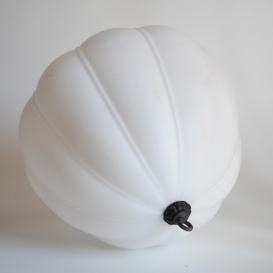 大正ガラス シェードランプ / ヴィンテージ 白 ミルクガラス