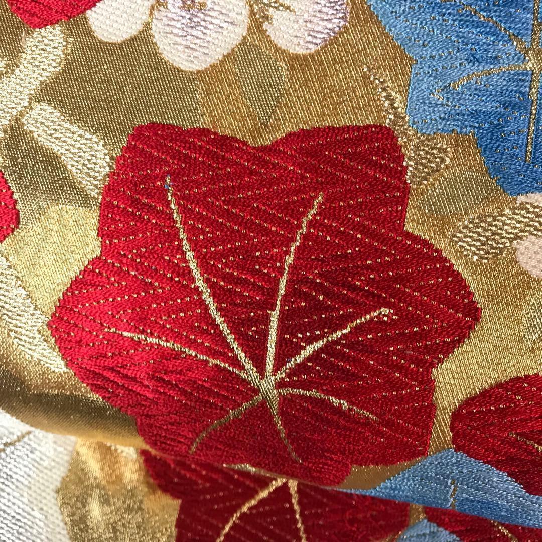 ZF-1294 袋帯 六通 正絹 花々 かわいい お洒落 レトロ 豪華