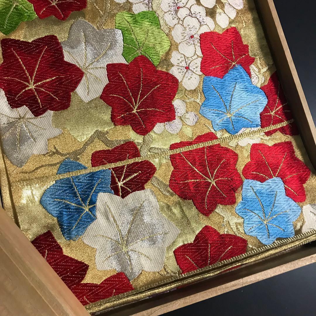 ZF-1294 袋帯 六通 正絹 花々 かわいい お洒落 レトロ 豪華