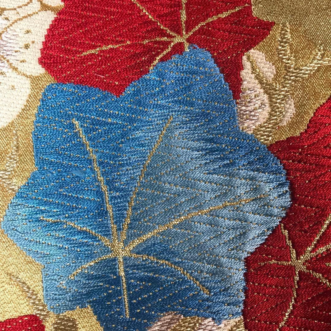 ZF-1294 袋帯 六通 正絹 花々 かわいい お洒落 レトロ 豪華