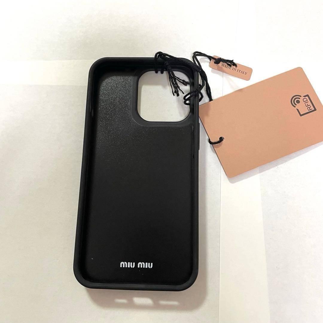 新品 MIUMIU♡ソフトカーフロゴレザーiPhone13Pro用カバー♡ピンク