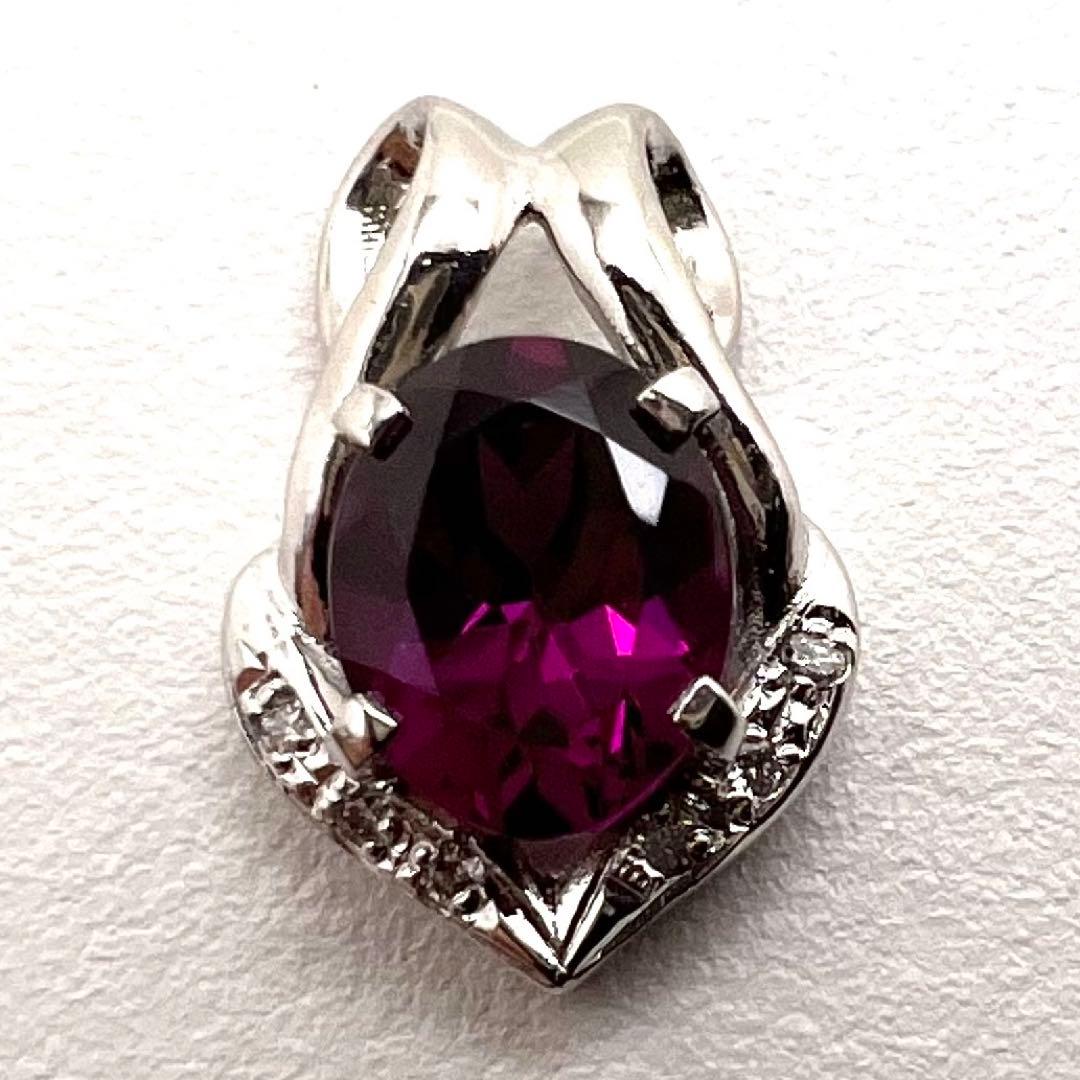 プラチナpt900 ペンダント ガーネット2.1ct ダイヤ 3.51 g