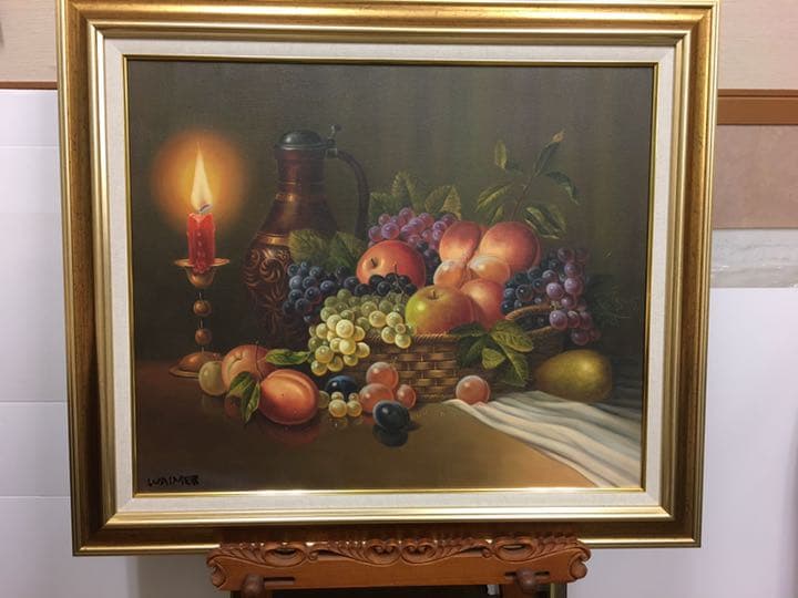 大型油絵直筆　木製高級額縁付きです