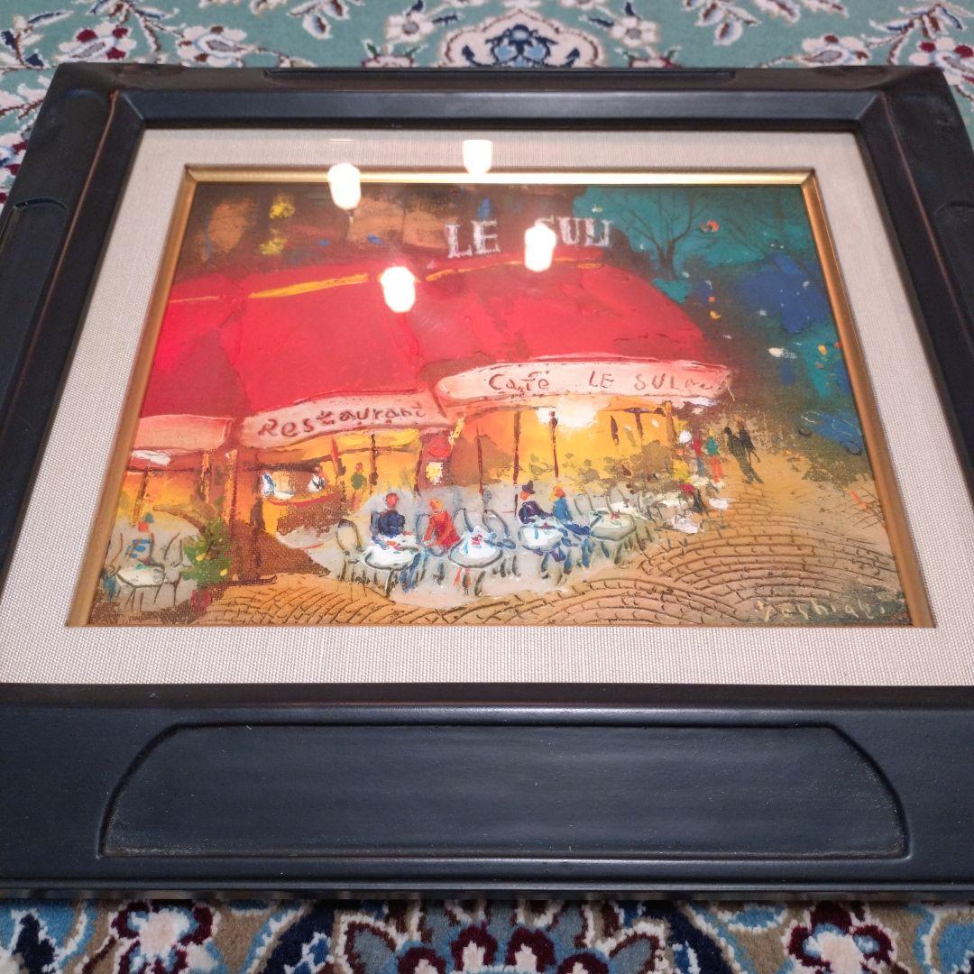 松井ヨシアキ パリのカフェ 夜のカフェF3 肉筆画 油絵 風景画 油彩画 洋画