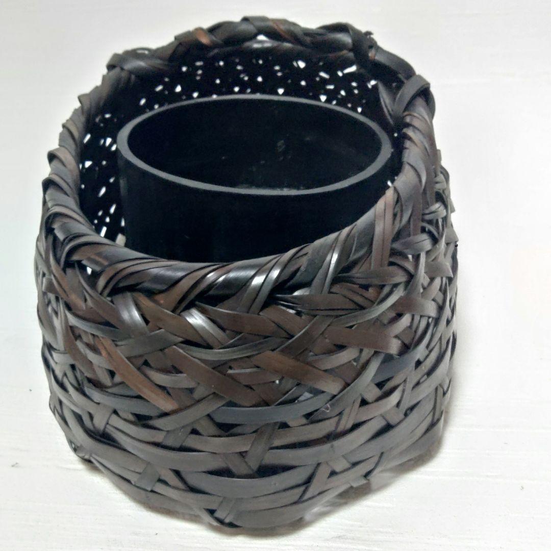 花籠　花入れ　花器　在銘　作家物　華道　生花　花生　真竹　みだれ編み　ア23