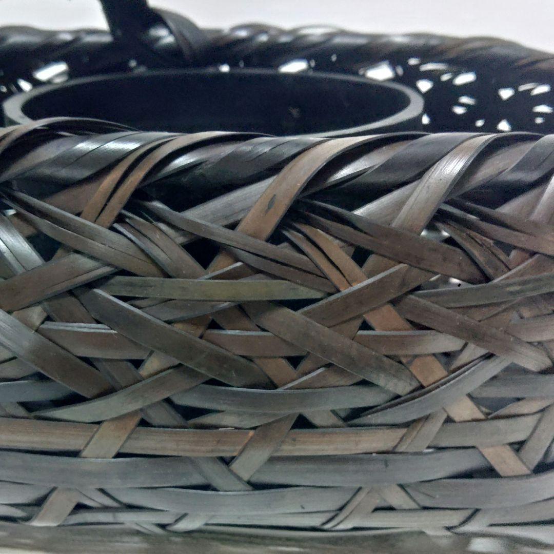 花籠　花入れ　花器　在銘　作家物　華道　生花　花生　真竹　みだれ編み　ア23