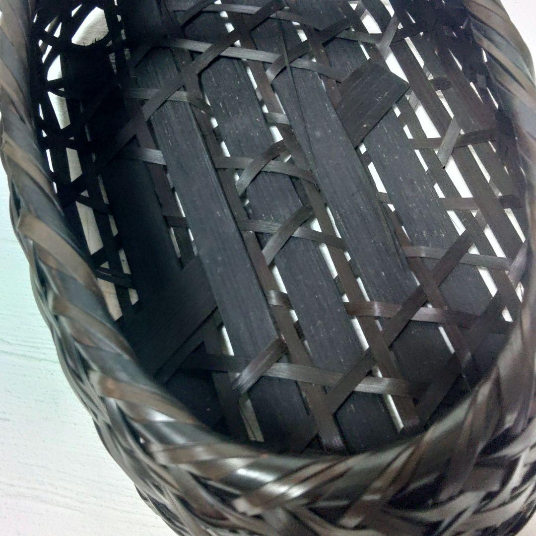 花籠　花入れ　花器　在銘　作家物　華道　生花　花生　真竹　みだれ編み　ア23