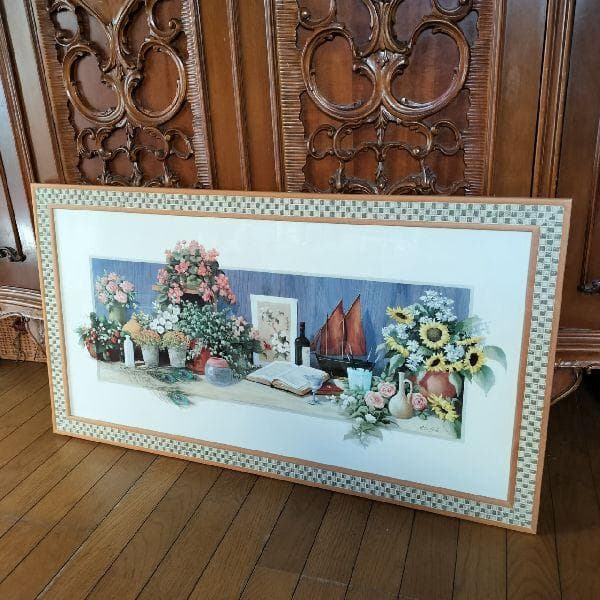 イタリア 大判 額装 アート ポスター 54×100cm フラワー 花 大型