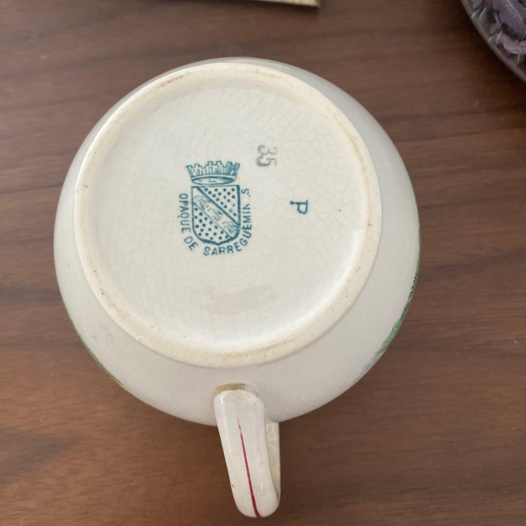 古手　フランス　アンティーク　サルグミンヌ　ミルクポット　FAISANS キジ