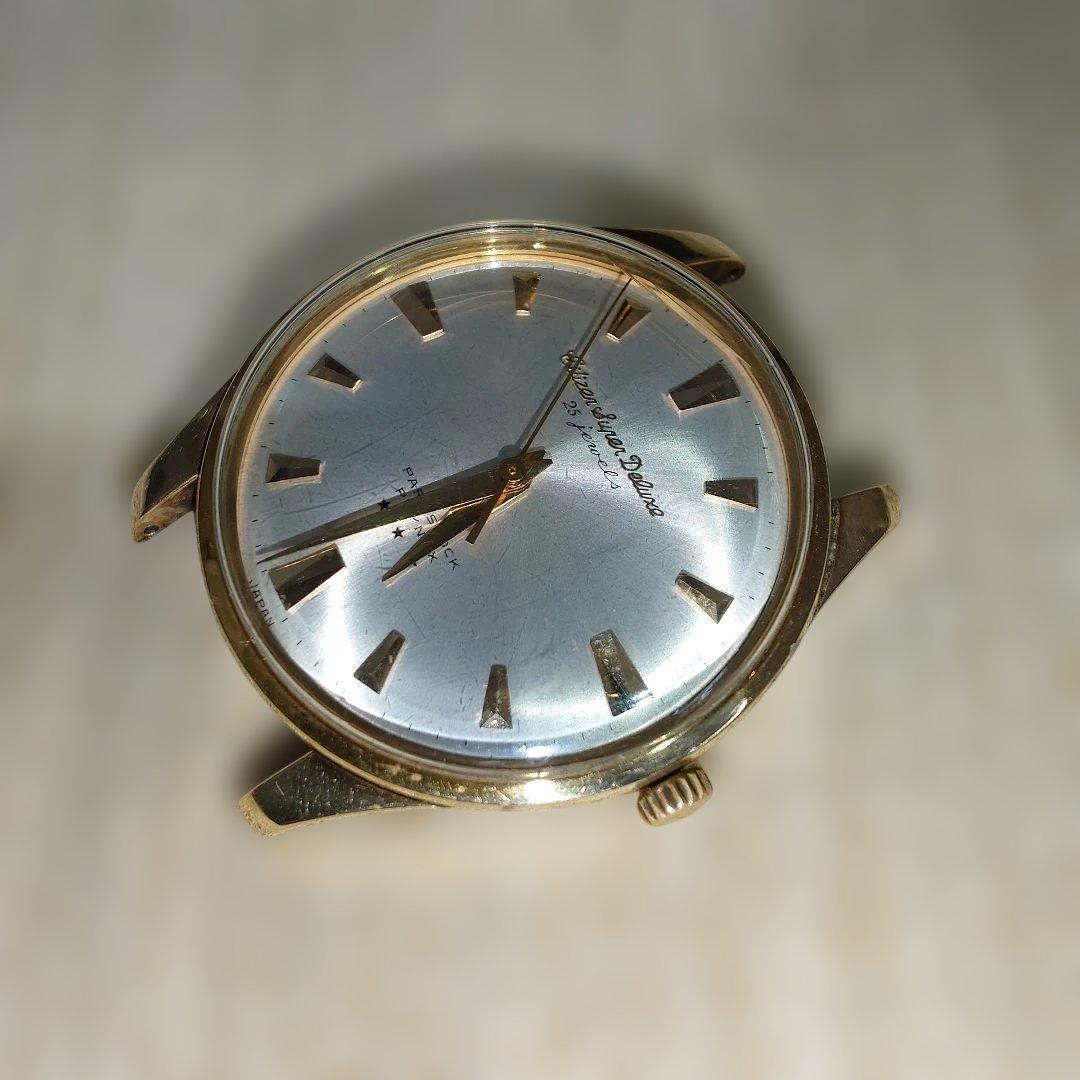 送料無料 シチズン スーパーデラックス25石 14K金張り 手巻き 稼働 ケース