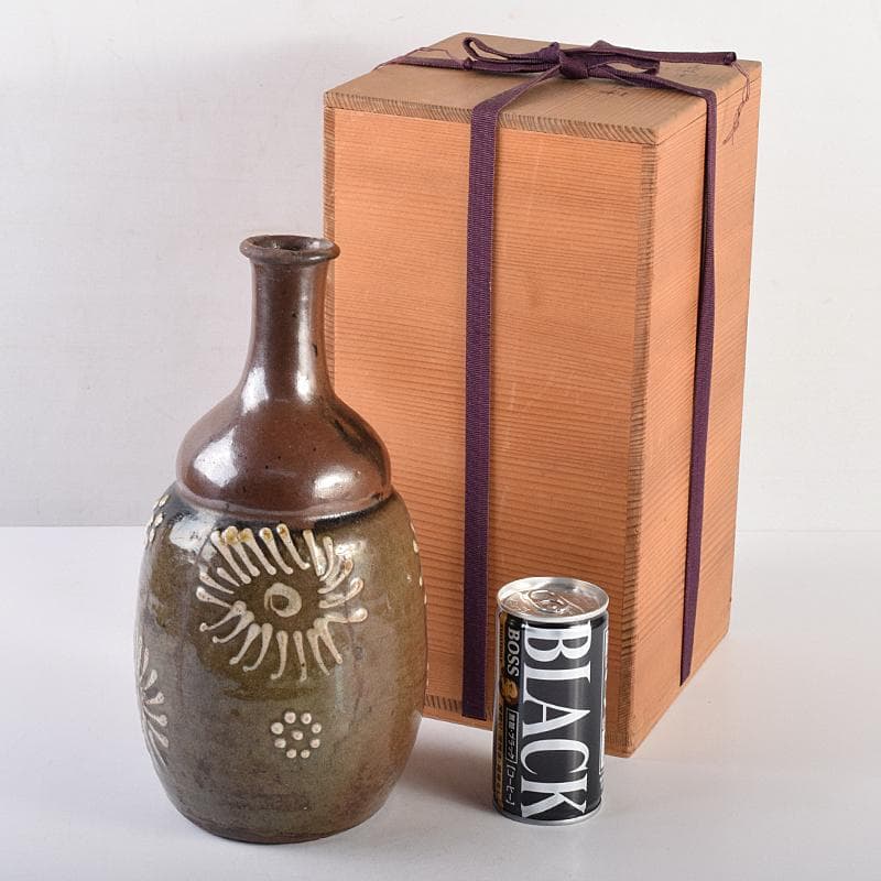 桂又三郎極め　江戸中期　古丹波　白釉花文徳利　V　R7664B