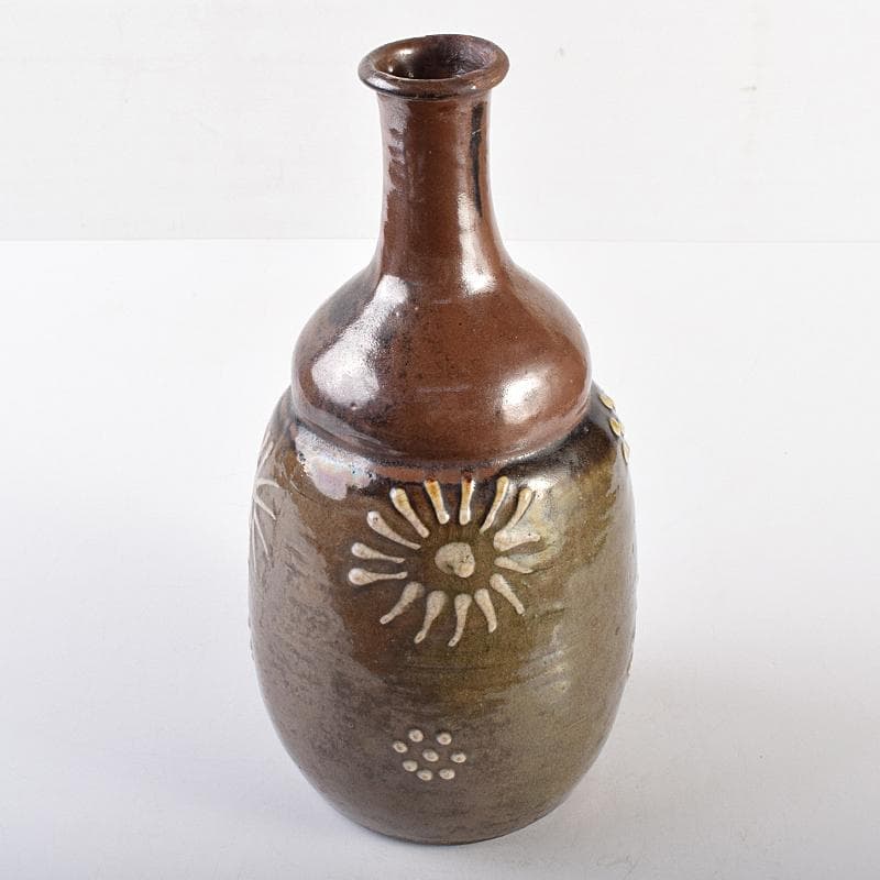 桂又三郎極め　江戸中期　古丹波　白釉花文徳利　V　R7664B