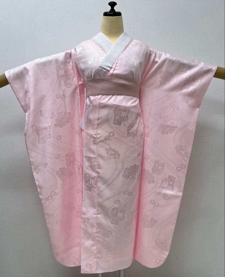 振り袖　フルセット　長襦袢付　金彩加工　振り柄有　成人式　美品　699