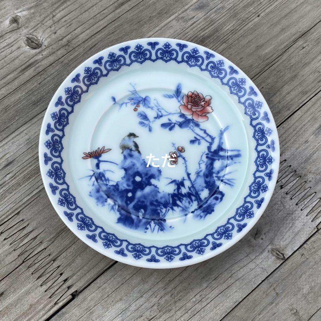 景徳鎮 青花馬蹄三才蓋碗 茶碗 茶道具 煎茶器 新品未使用