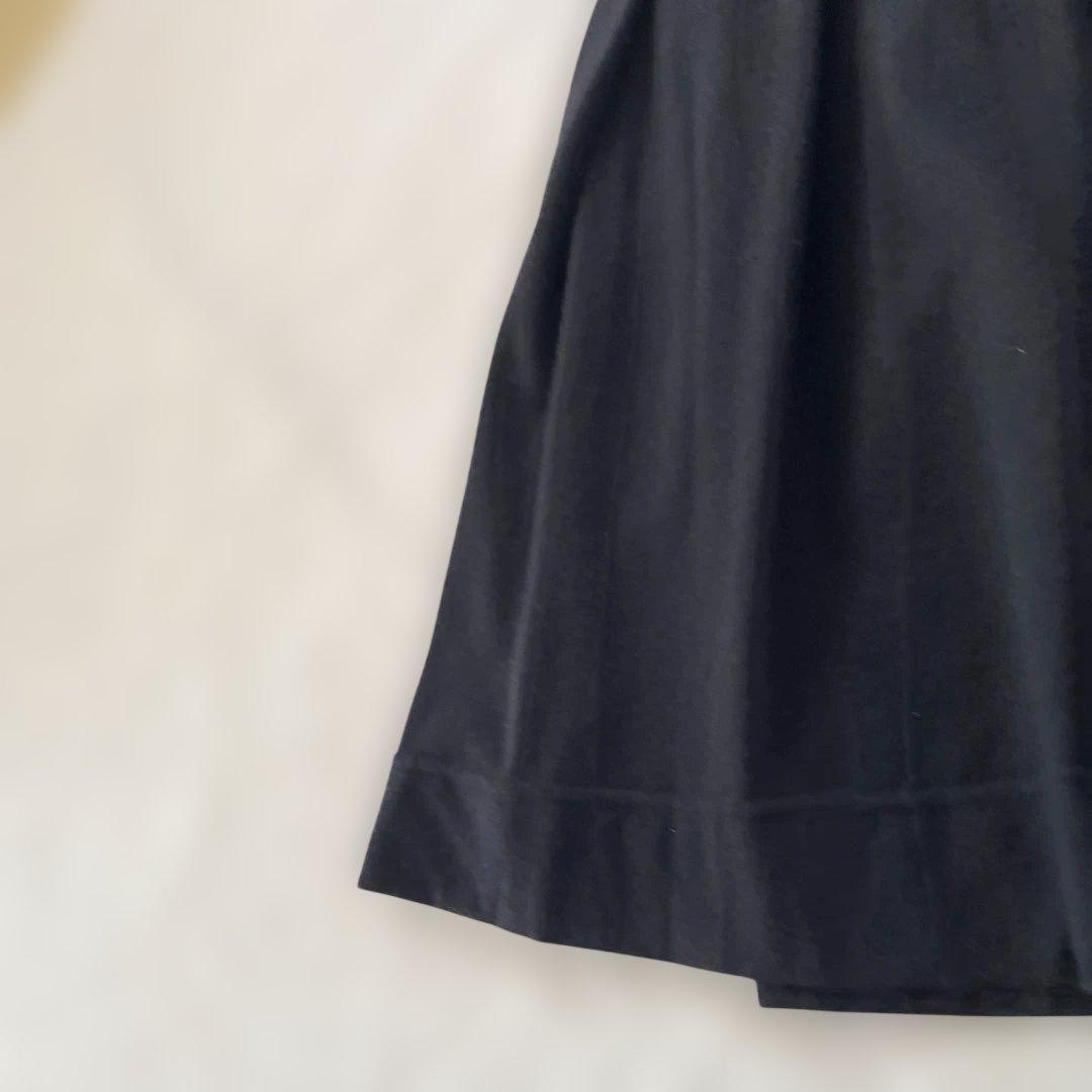 未使用タグ付き エムズグレイシー 黒スカート40 リボン付き 秋冬ウール