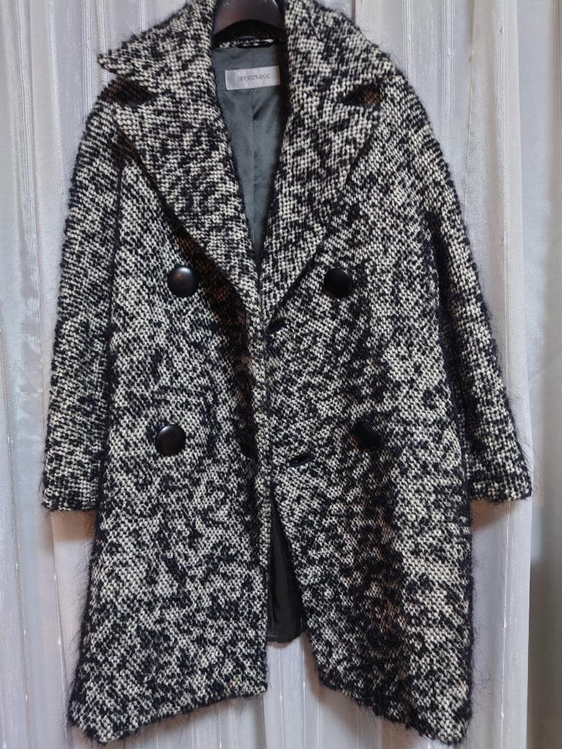 お値下げ☆美品☆SPORTMAX ☆イタリア製アルパカ混☆ツィードコート☆ ４２