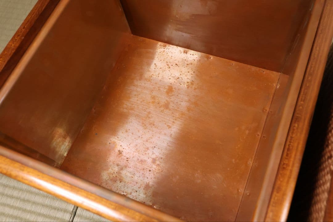 平安 象彦造 桑 網代 角形 火鉢 一対 幅32cm 古民具 木製【MB105】