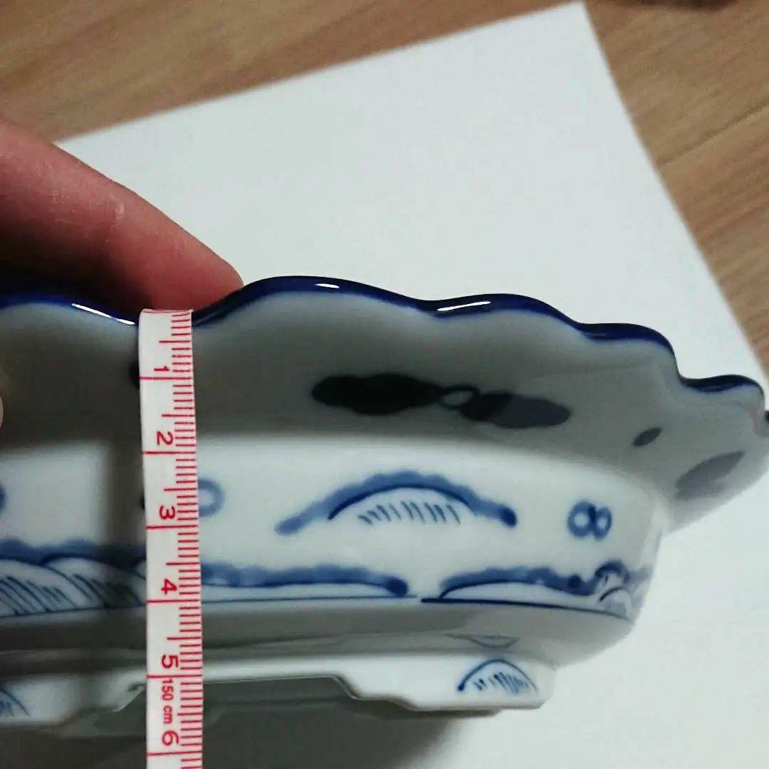 大判皿　龍峰　白×青　新品