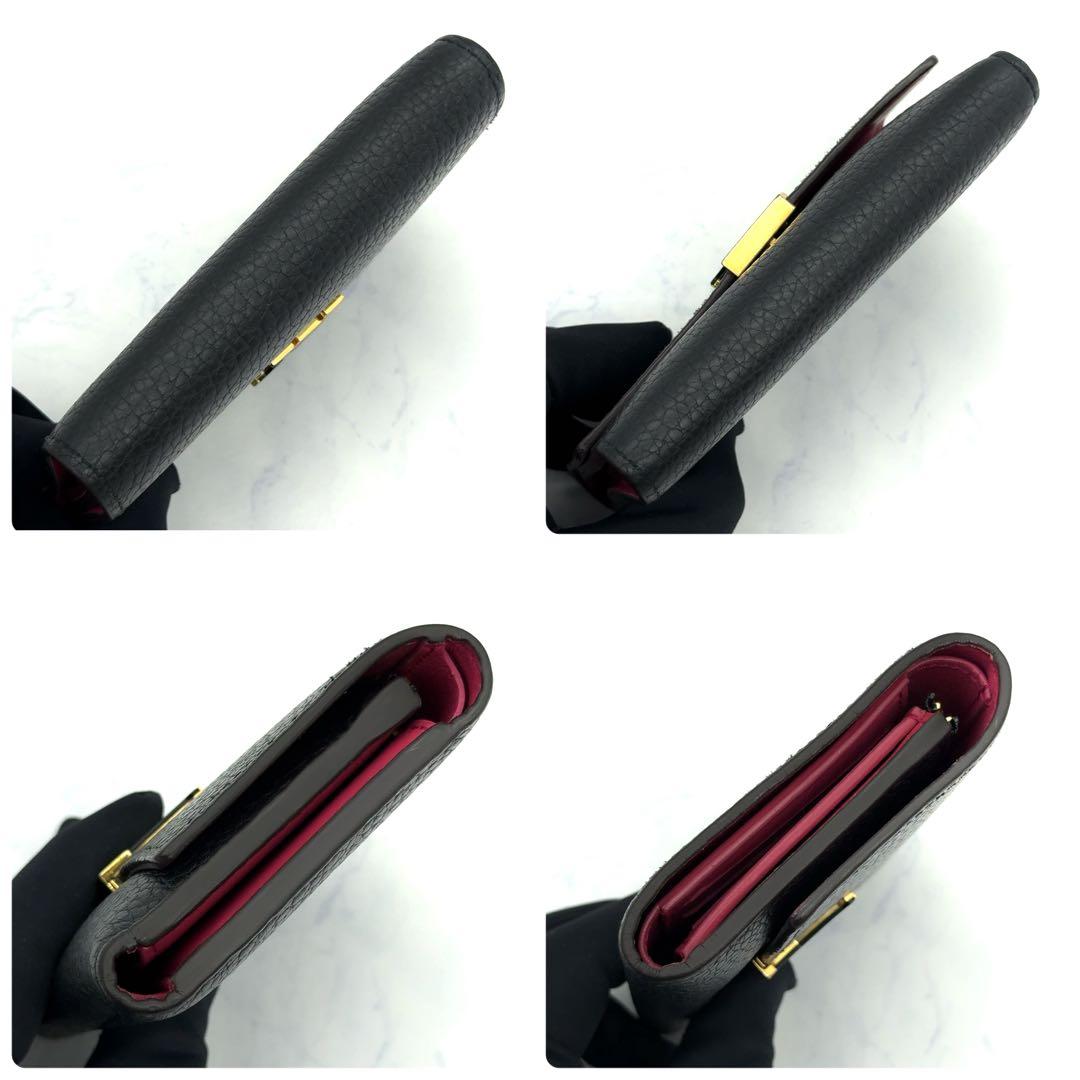 【最高級美品】ルイヴィトン カプシーヌ コンパクト 三つ折り財布 ノワール 黒