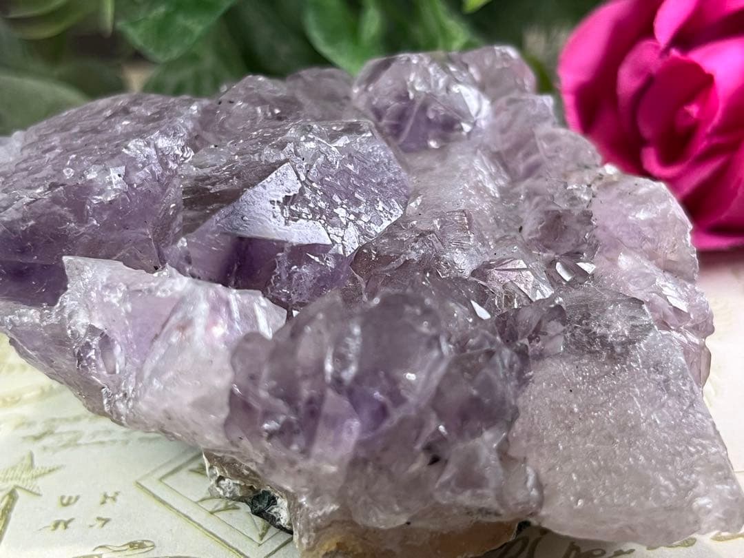 エッチドクォーツ　涅槃水晶　アメジスト　クラスター　原石　蝕像　紫水晶