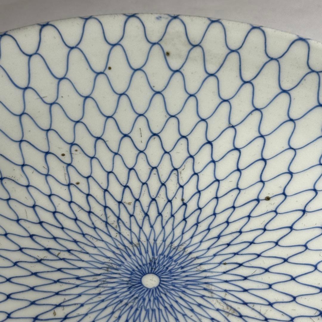 ◆名品 古伊万里 染付 網目文中皿大皿2枚組 江戸時代中期◆