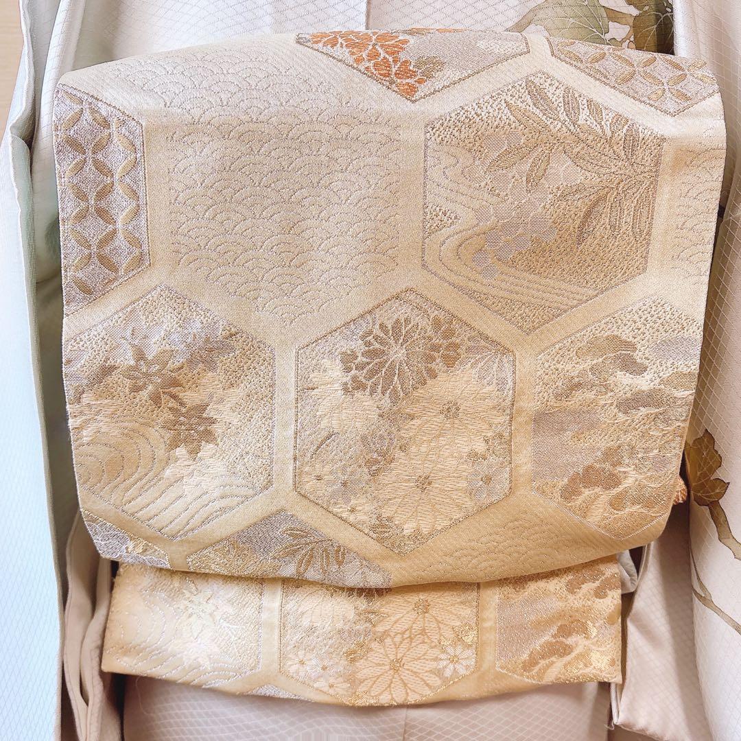 美品　訪問着　フルセット 本加賀友禅 裄66 葡萄 卒業式　入学式　M グレー