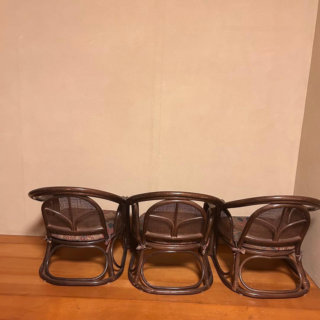 ラタン　1人掛け座椅子(×3)