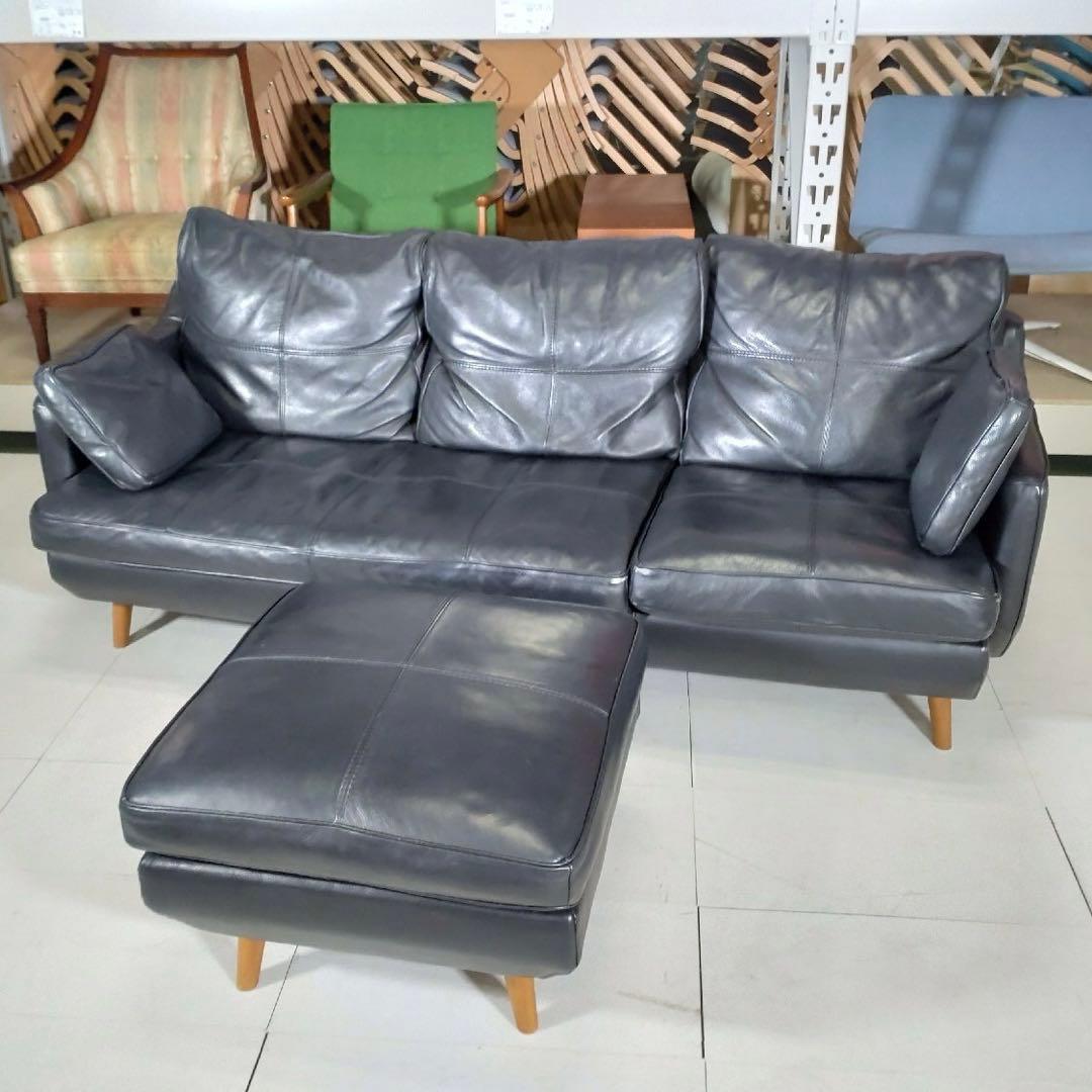 KEYUKA ケユカ 3人掛けソファ& オットマン付 レザー