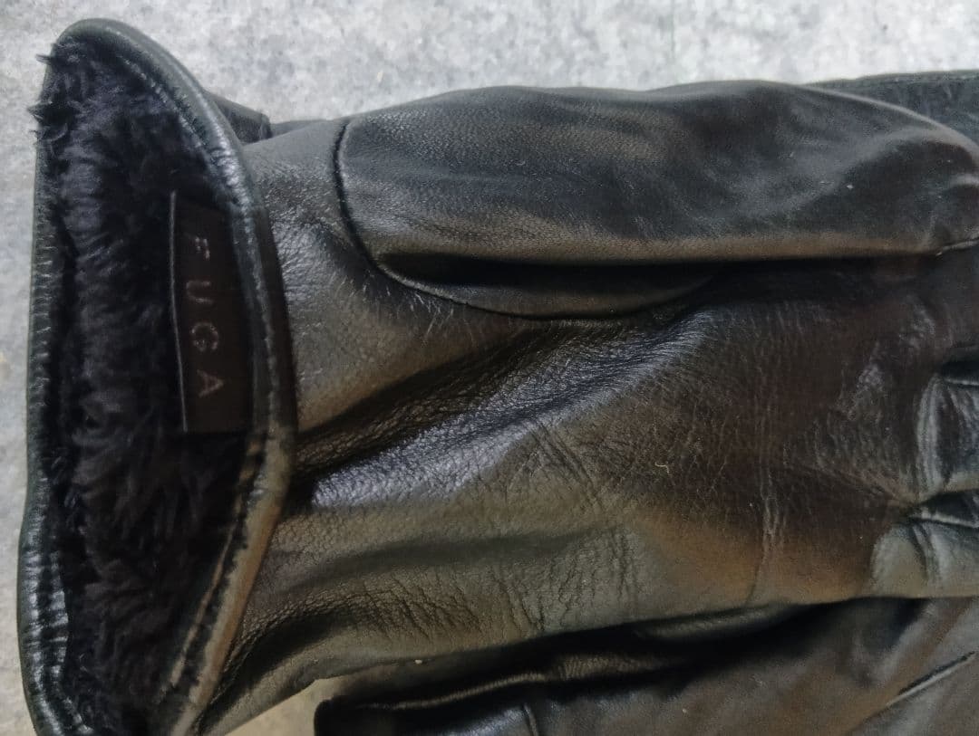 FUGA レザー手袋 ジッパー部パイソン切替　即完売品