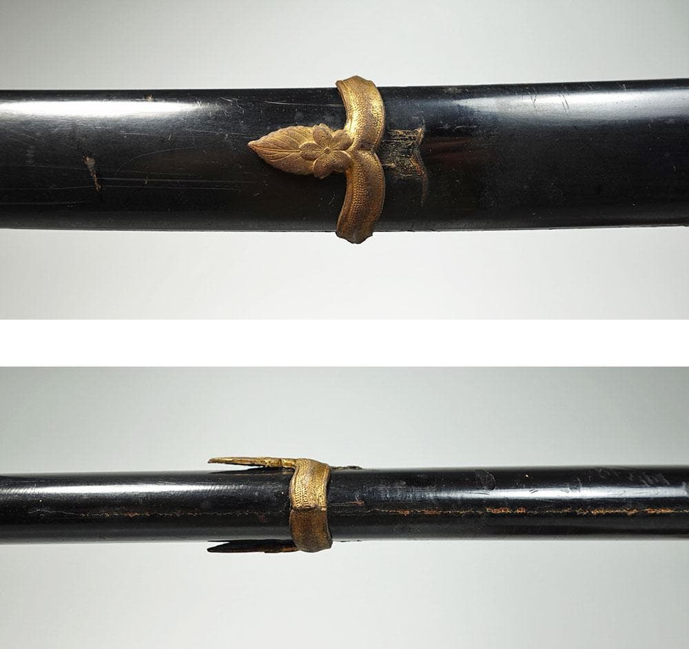 海軍太刀拵　旧日本軍　旭日大切羽　刀緒　軍刀拵　一環吊　全長96.5cm　海軍刀