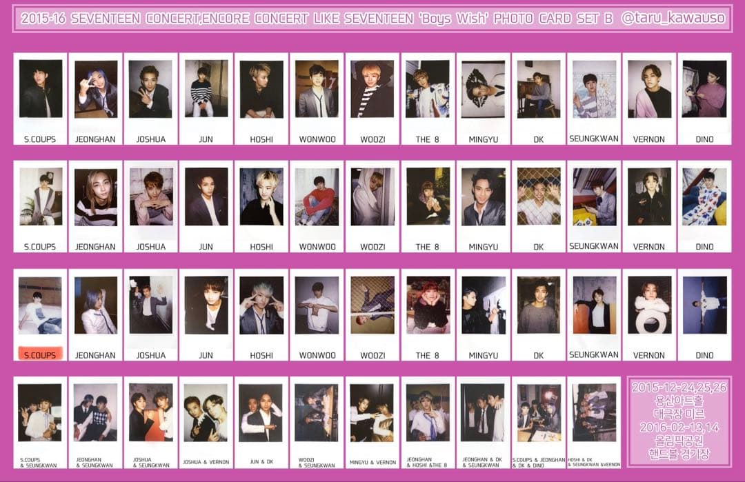 SEVENTEEN アンコン Boys Wish フォトカードセットB
