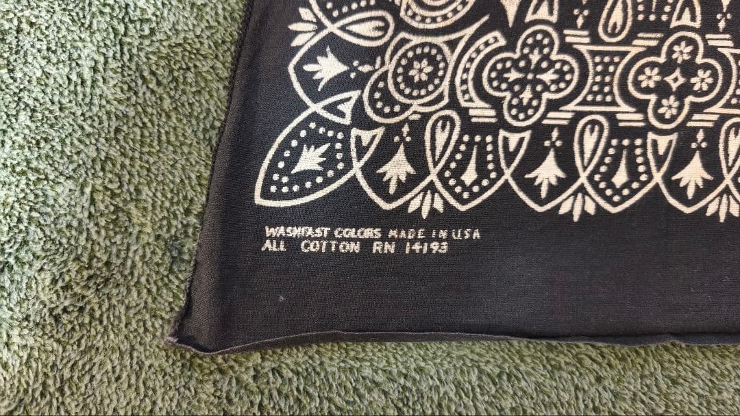 バンダナ　ビンテージ アイアンクロス　クロス　usa製 RN14193 ブラック