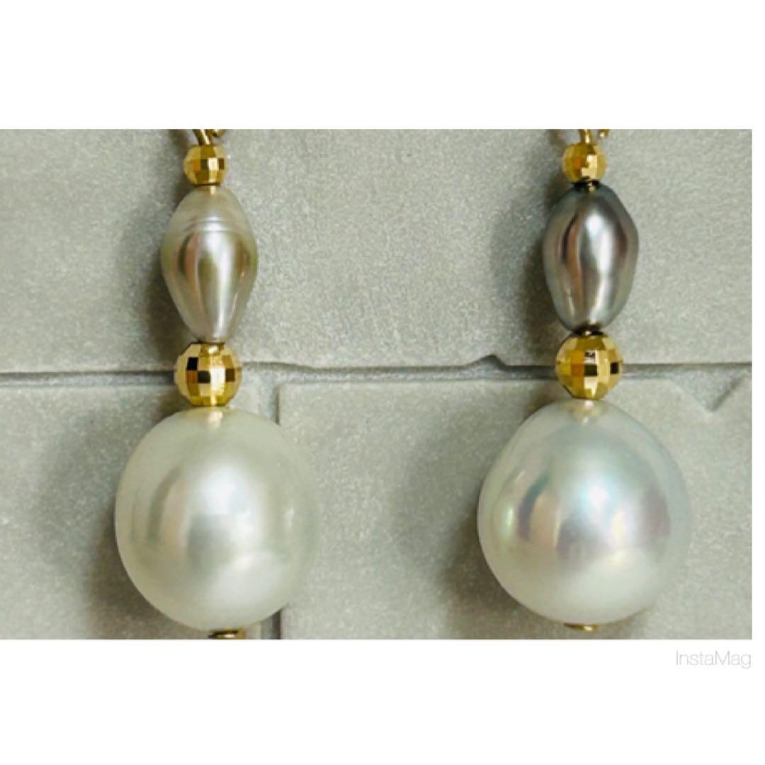 (M0114-4)K18YG南洋白蝶＋ケシパールアメリカンピアス