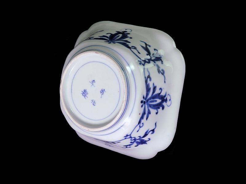 古伊万里　金襴手　獅子に牡丹の図　四方角向付　E990AS-CSb