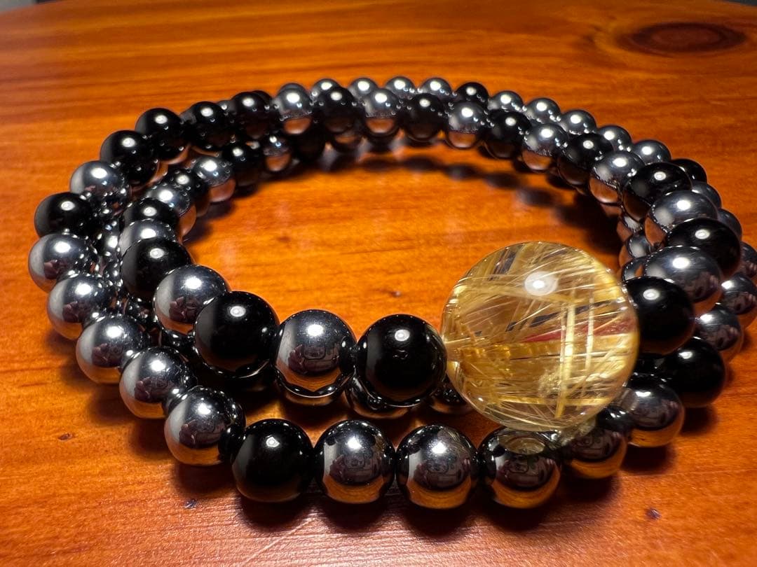 ゴールドタイチンルチル　ブレスレット　ネックレス可