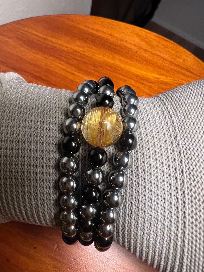 ゴールドタイチンルチル　ブレスレット　ネックレス可