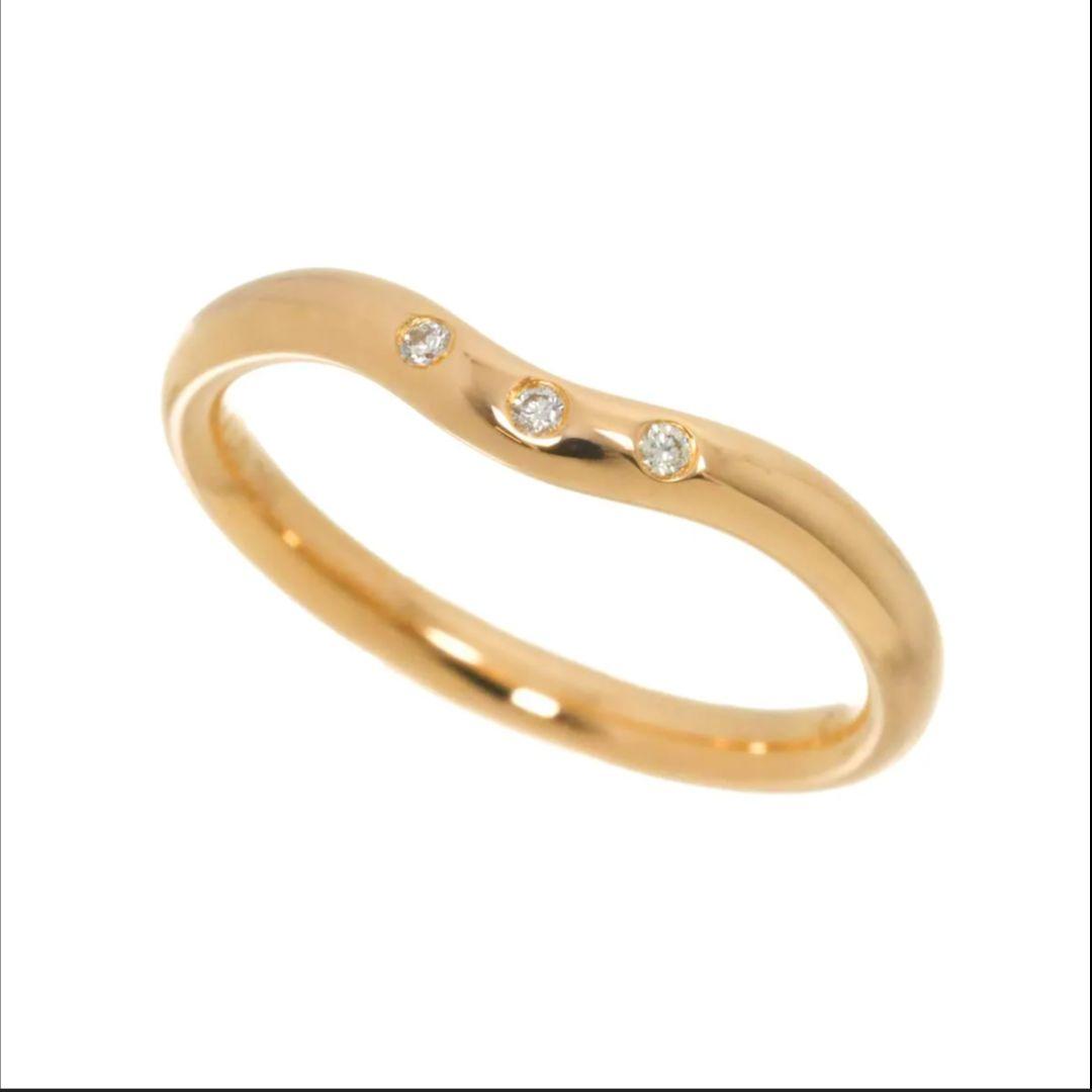 ティファニー TIFFANY カーブドバンドリング3Pダイヤ付 K18YG 5号