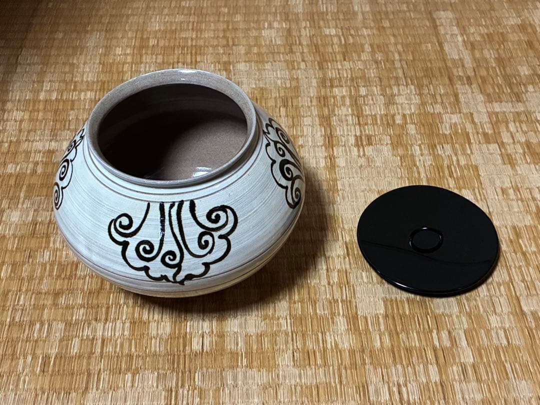 茶道具 廣州窯 鉄絵 刷毛目 水指 共箱 時代物 【趙 小守】 韓国 高麗