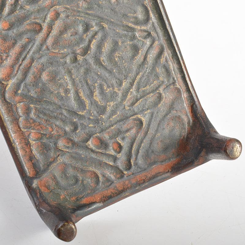 佐渡銅器　本間琢斎　蝋型鋳銅　山水文　墨床　書道具　V　R7028