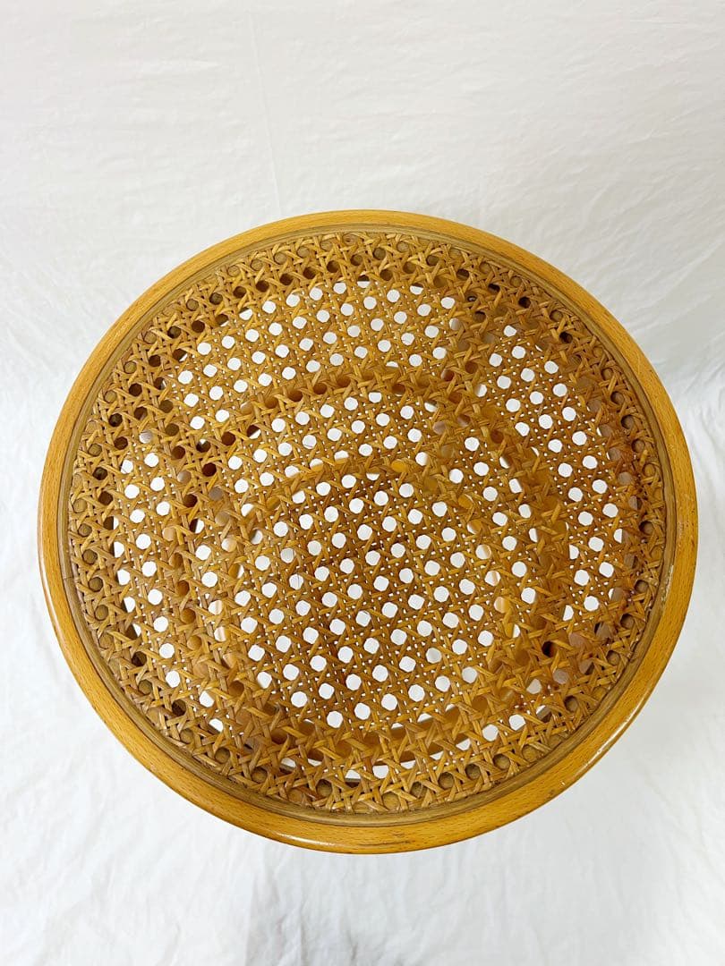 『秋田木工』ラタン編み　ハイスツール　廃盤品　ブナ材　vintage