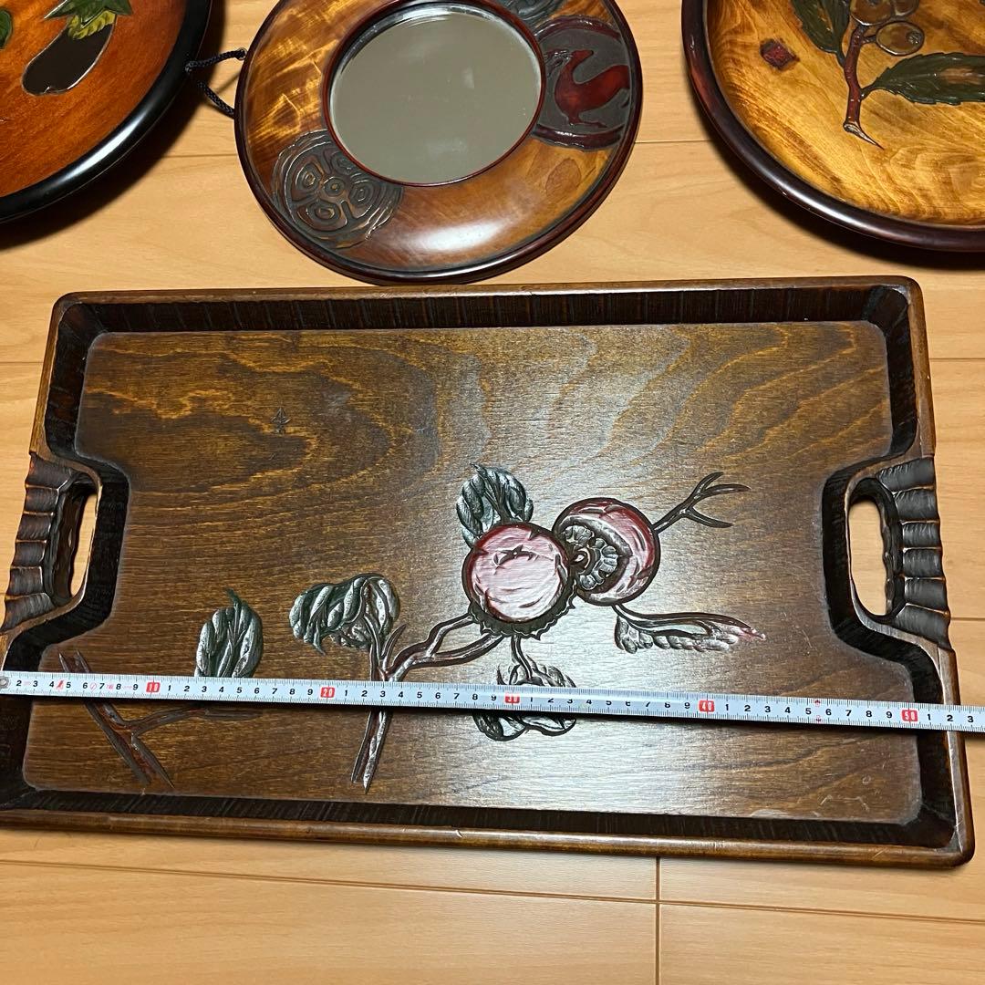 烏城彫　盆　鏡　5点セット