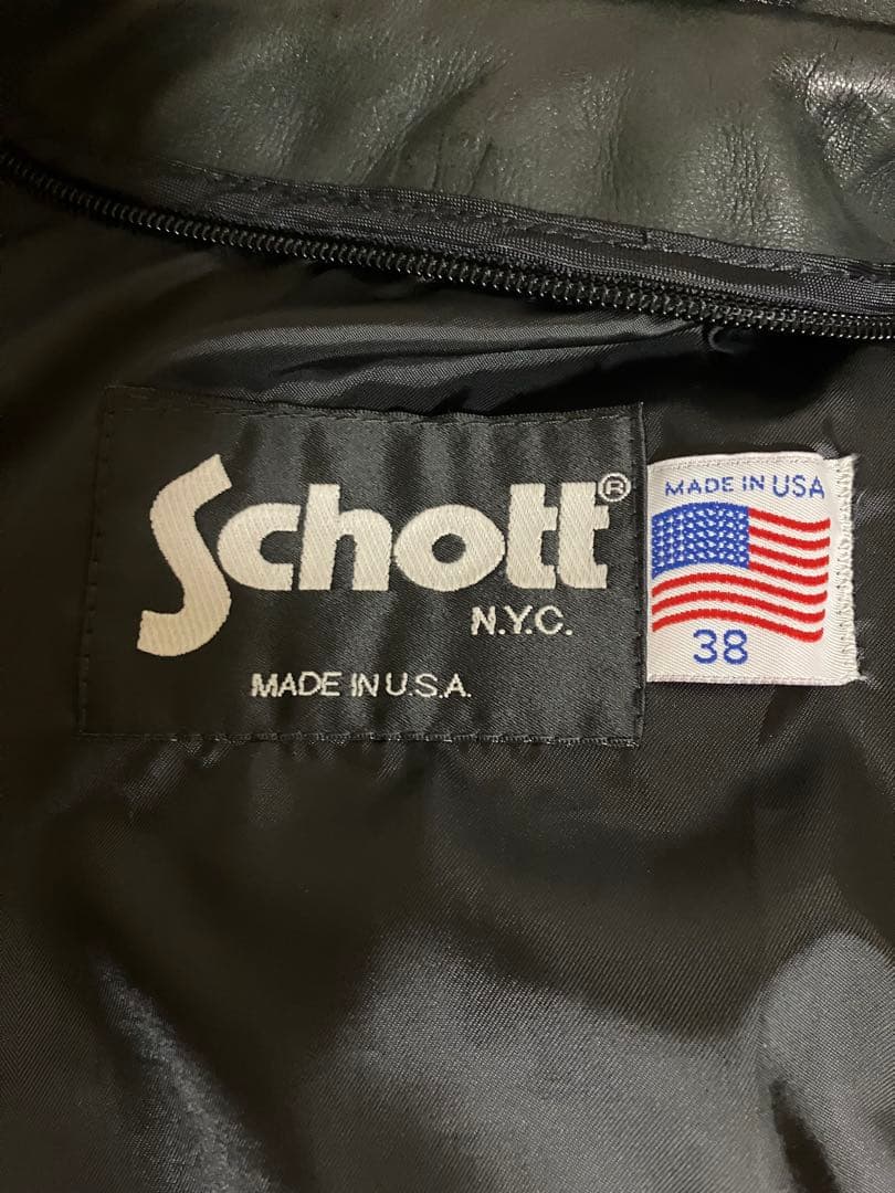 Schottシングルライダース 黒レザー