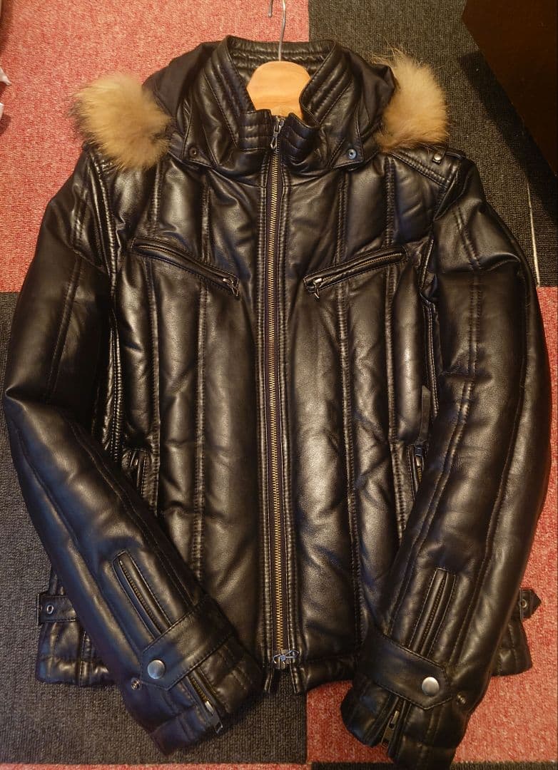 レザーダウンジャケット 本革 本ファー付 Mサイズ
