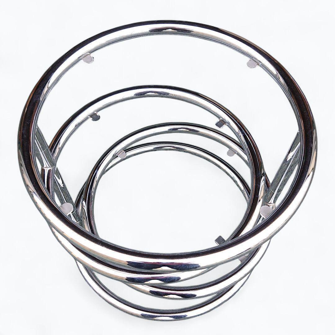 ミッドセンチュリー　4段 ガラス ラウンドテーブル 丸テーブル 可変式 モダン