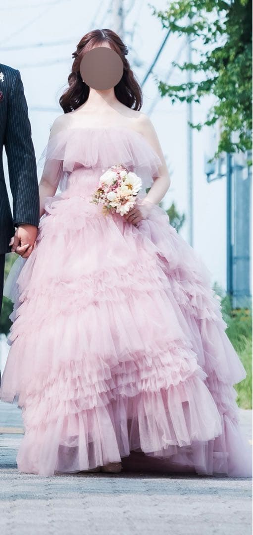 【最終値下げ】韓国ドレス_チュールカラードレス_ピンク