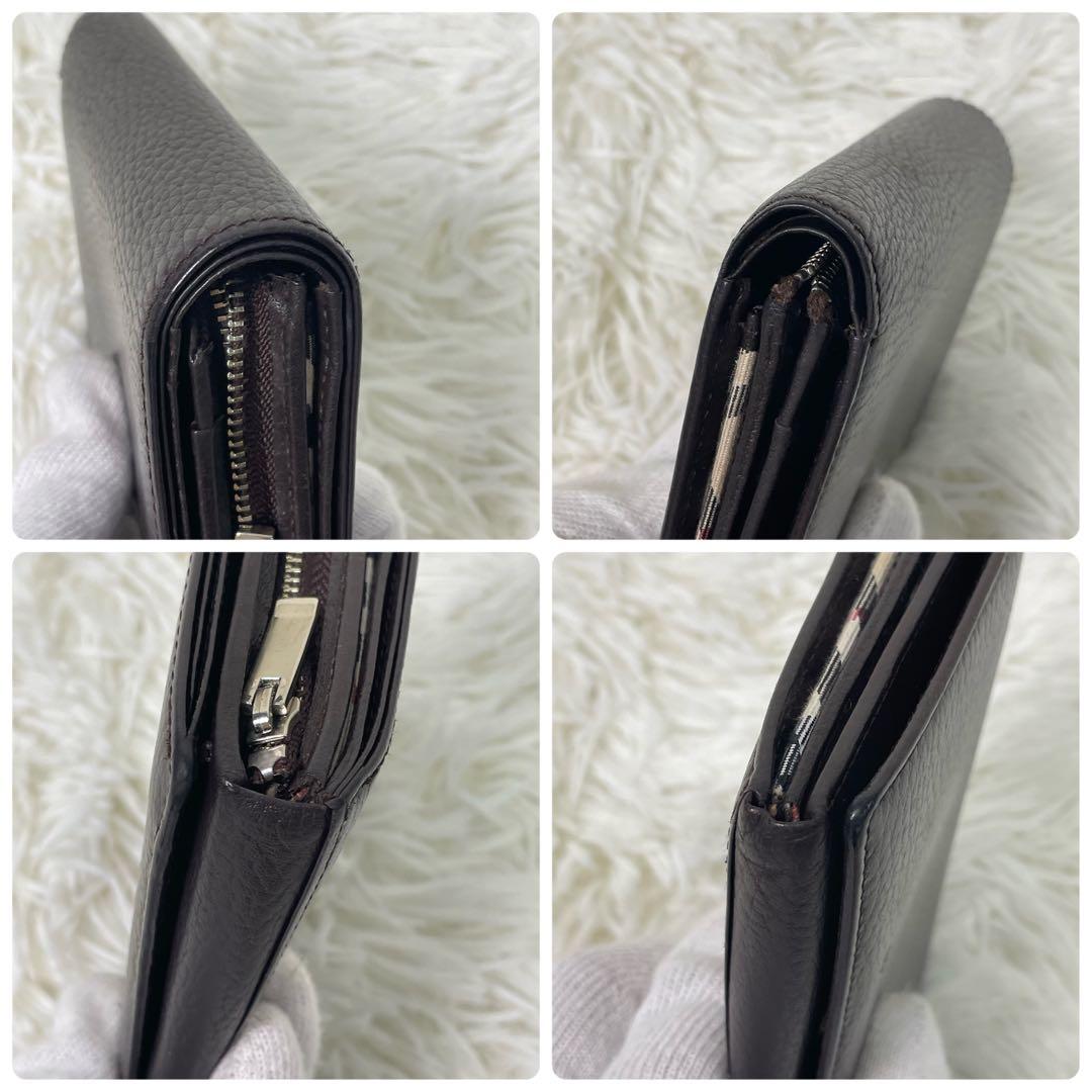 美品 BURBERRY 二つ折り財布 こげ茶 ブラウン ノバチェック 箱付き