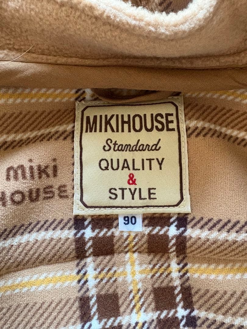 美品ミキハウスMIKIHOUSEフリースダッフルコート90cm男女兼用ベージュ
