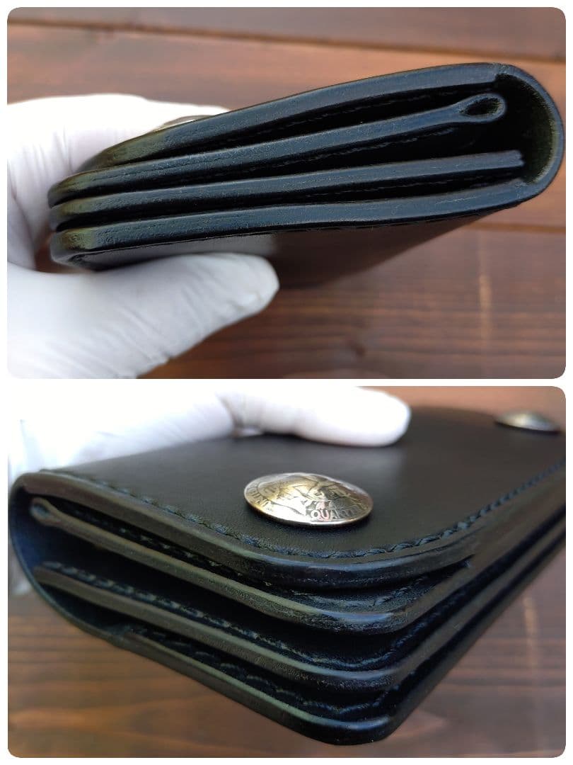 栃木オイルレザー❗️セミロングトラッカーウォレット❗️総手縫い[ハンドメイド品]