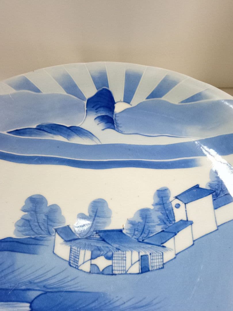 古伊万里　大皿　染付　山水　アンティーク