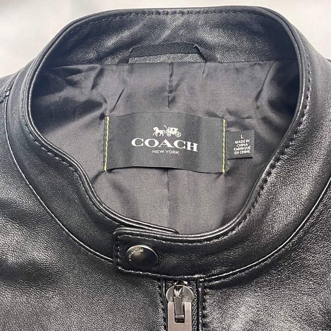 極美品　　コーチ　レザージャケット　　シングル　羊革　L　大きいサイズ　黒